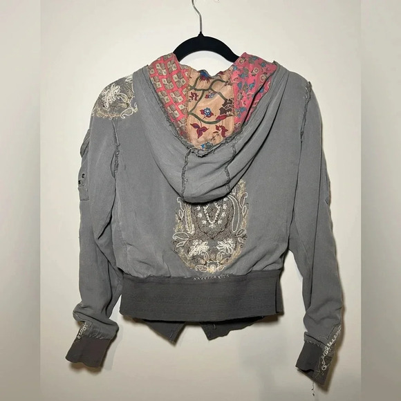 Da-Nang Y2K boho bomber jacket size small S embroidered zipper - Picture 8 of 15